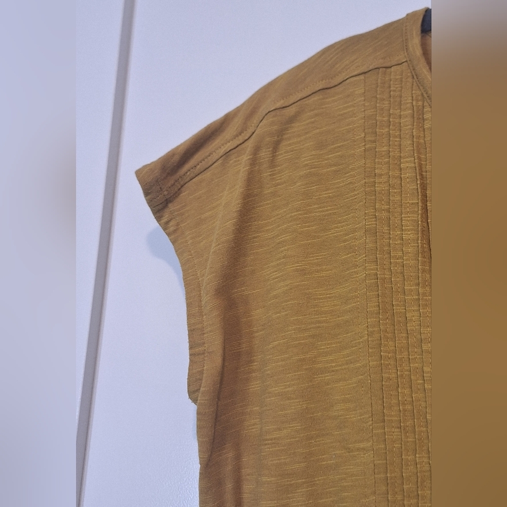 PrAna Ocupas Popover Top Gold Organic Cotton Blnd Stretchy Size Small Oversized - Picture 5 of 9
